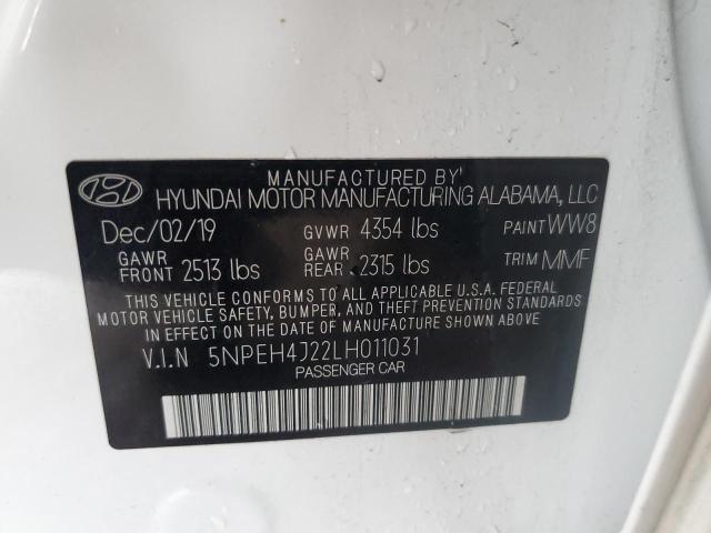 5NPEH4J22LH011031 - 2020 HYUNDAI SONATA LIMITED WHITE photo 13