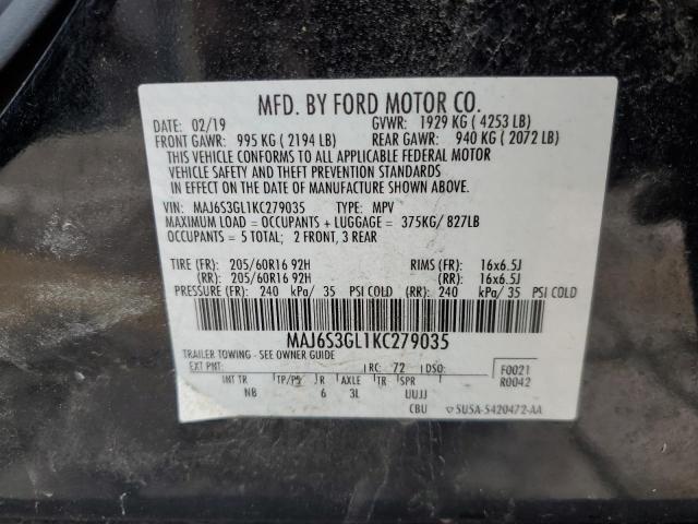 MAJ6S3GL1KC279035 - 2019 FORD ECOSPORT SE შავი ფოტო 14