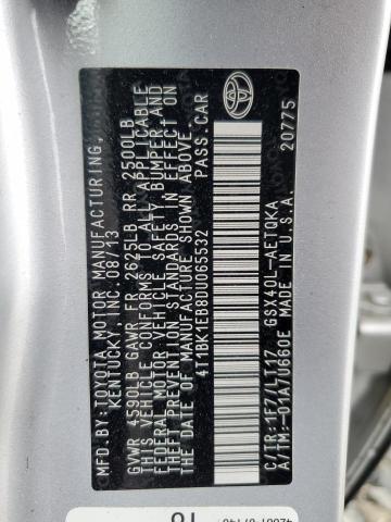 4T1BK1EB8DU065532 - 2013 TOYOTA AVALON BASE SILVER photo 12
