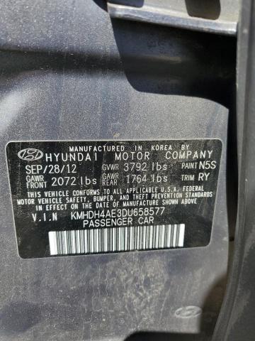 KMHDH4AE3DU658577 - 2013 HYUNDAI ELANTRA GLS GRAY photo 12