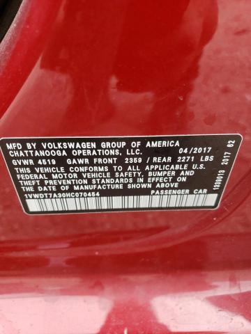 1VWDT7A30HC070454 - 2017 VOLKSWAGEN PASSAT R-LINE Qırmızı foto 13