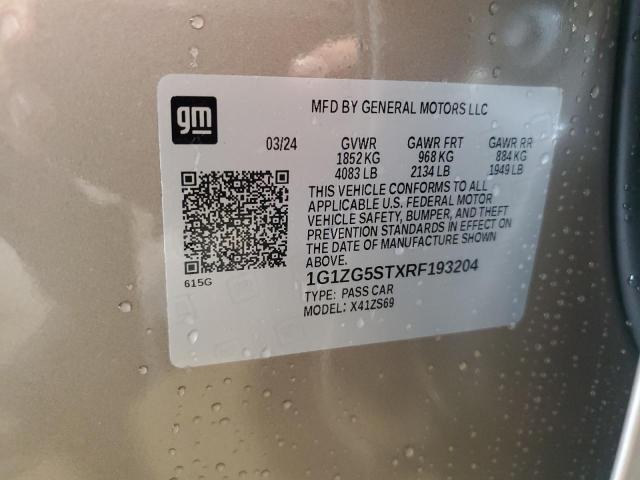 1G1ZG5STXRF193204 - 2024 CHEVROLET MALIBU RS ნაცრისფერი ფოტო 12