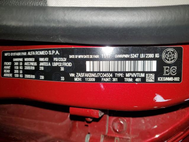 ZASFAKBN0J7C04504 - 2018 ALFA ROMEO STELVIO TI RED photo 14