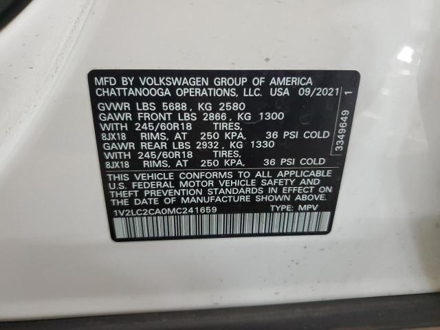 1V2LC2CA0MC241659 - 2021 VOLKSWAGEN ATLAS CROS SE WHITE photo 14