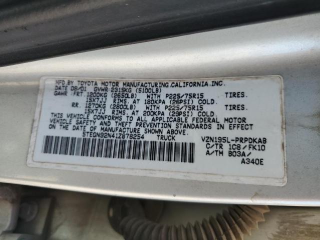 5TEGN92N41Z878254 - 2001 TOYOTA TACOMA DOUBLE CAB PRERUNNER SILVER photo 12