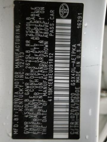 4T1BK1EBXEU091812 - 2014 TOYOTA AVALON BASE 白色 照片 12