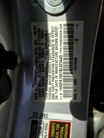 1HGFA15518L023445 - 2008 HONDA CIVIC LX SILVER photo 12