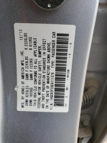 1HGCR2F3XEA111576 - 2014 HONDA ACCORD LX SILVER photo 12