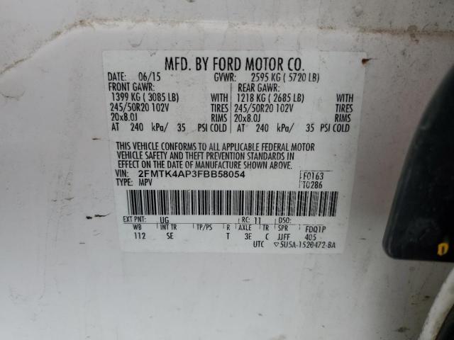 2FMTK4AP3FBB58054 - 2015 FORD EDGE SPORT WHITE photo 13