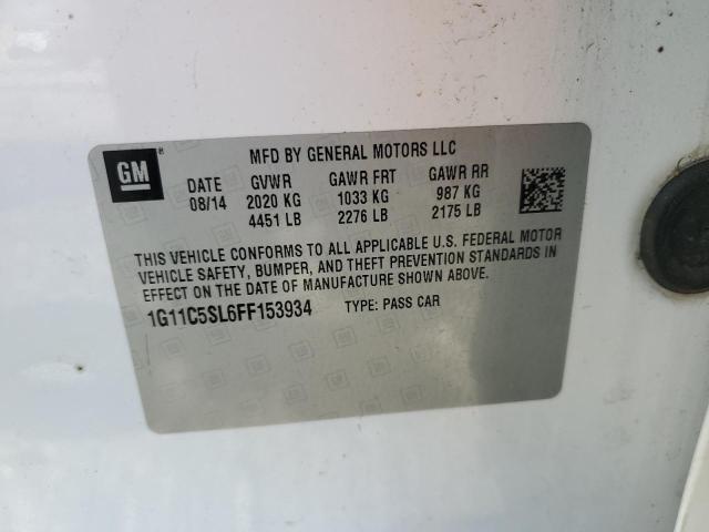 1G11C5SL6FF153934 - 2015 CHEVROLET MALIBU 1LT WHITE photo 12
