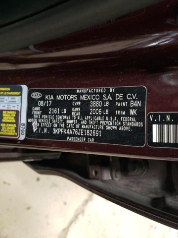 3KPFK4A76JE182691 - 2018 KIA FORTE LX BURGUNDY photo 13