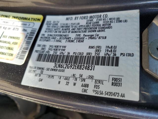3LN6L2G92ER824831 - 2014 LINCOLN MKZ CHARCOAL photo 13
