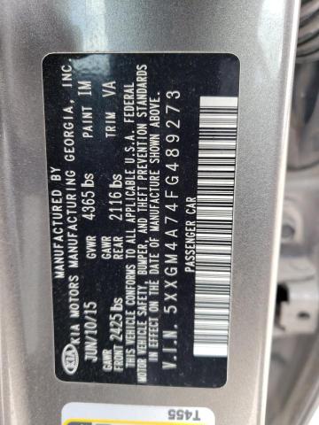 5XXGM4A74FG489273 - 2015 KIA OPTIMA LX GRAY photo 12