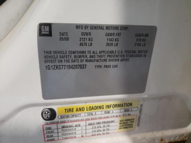 1G1ZK577184287637 - 2008 CHEVROLET MALIBU LTZ თეთრი ფოტო 10