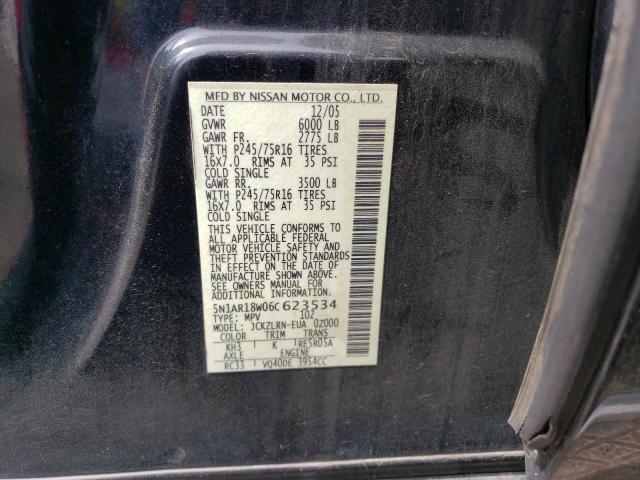 5N1AR18W06C623534 - 2006 NISSAN PATHFINDER LE BLACK photo 13