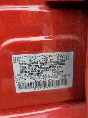 3N1AB7APXEY327511 - 2014 NISSAN SENTRA S RED photo 12