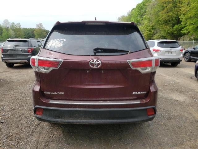 5TDJKRFH7GS282502 - 2016 TOYOTA HIGHLANDER XLE Bordo foto 6