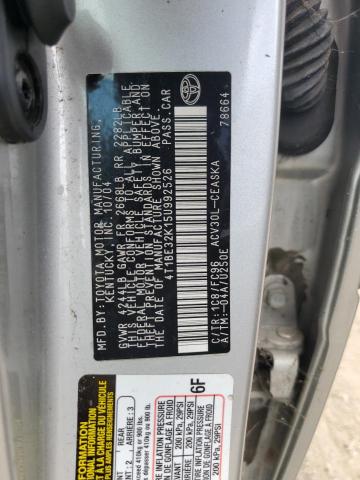 4T1BE32K15U992526 - 2005 TOYOTA CAMRY LE SILVER photo 12