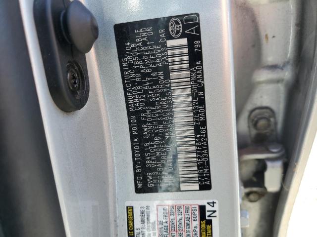 2T1KR32E25C365740 - 2005 TOYOTA COROLLA MA XR SILVER photo 12