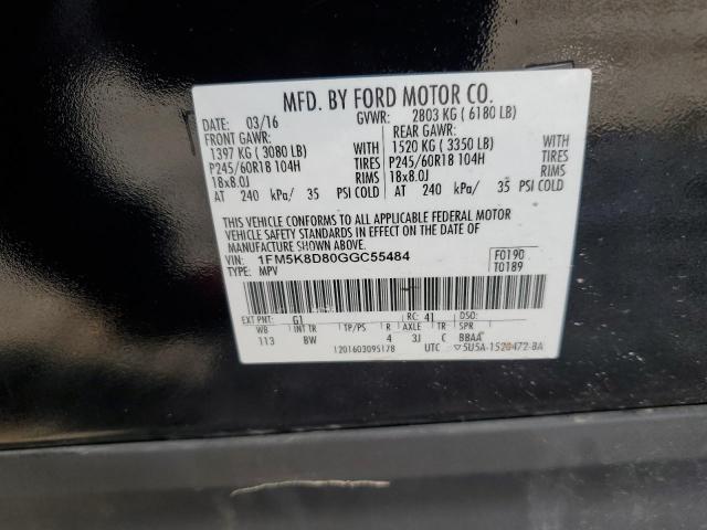 1FM5K8D80GGC55484 - 2016 FORD EXPLORER XLT Schwarz Foto 13