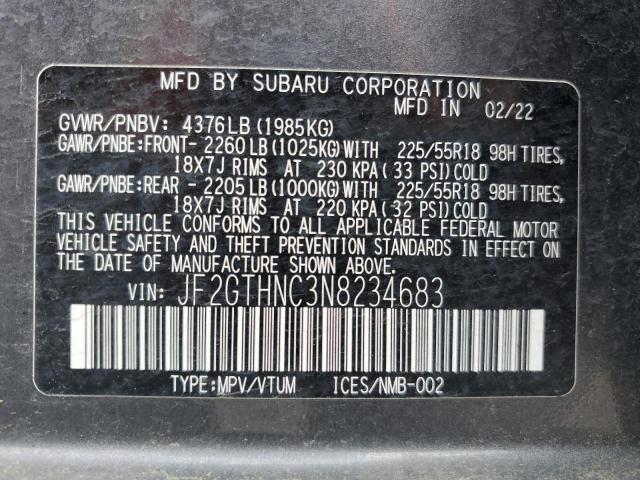 JF2GTHNC3N8234683 - 2022 SUBARU CROSSTREK LIMITED GRAY photo 13