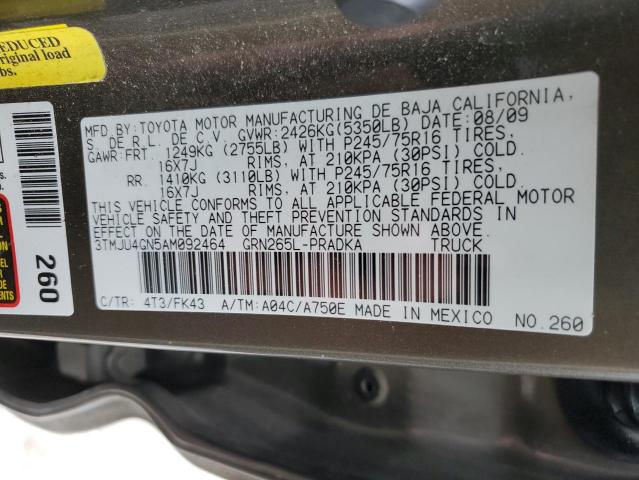 3TMJU4GN5AM092464 - 2010 TOYOTA TACOMA DOUBLE CAB PRERUNNER GRAY photo 12