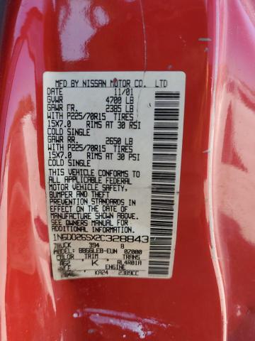 1N6DD26SX2C328843 - 2002 NISSAN FRONTIER KING CAB XE RED photo 13