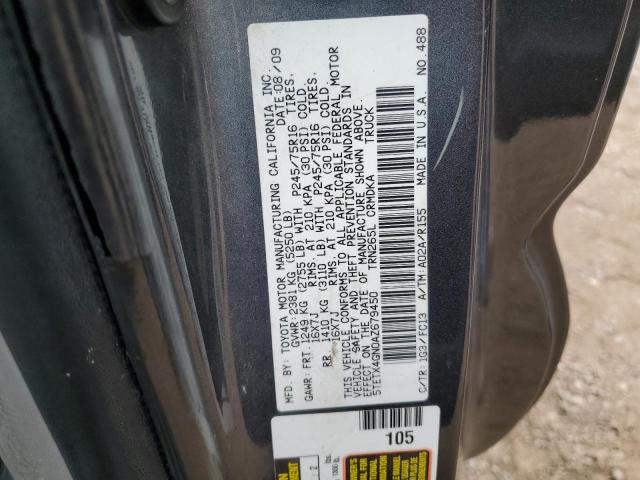 5TETX4GN0AZ679450 - 2010 TOYOTA TACOMA PRERUNNER ACCESS CAB CHARCOAL photo 12