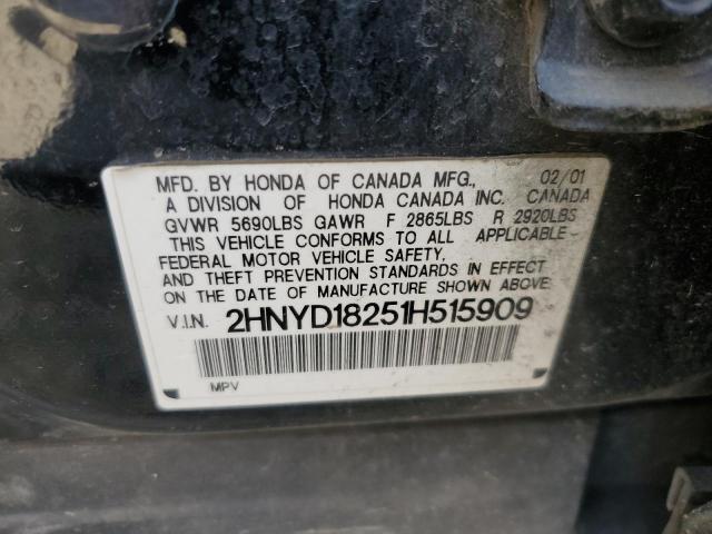 2HNYD18251H515909 - 2001 ACURA MDX BLACK photo 13