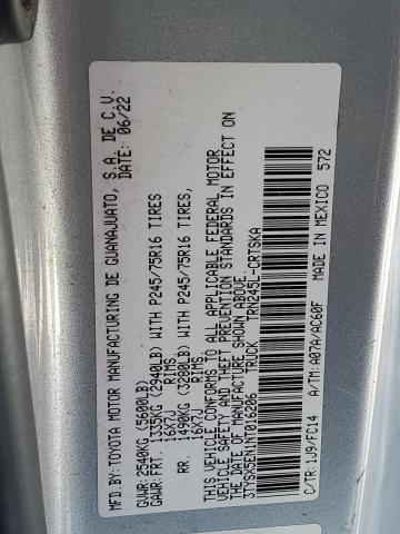 3TYSX5EN1NT016206 - 2022 TOYOTA TACOMA ACCESS CAB ვერცხლისფერი ფოტო 12