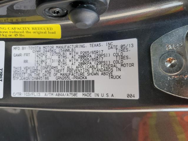 5TFJU4GN1DX045186 - 2013 TOYOTA TACOMA DOUBLE CAB PRERUNNER GRAY photo 12