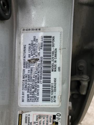 2T1BR32E04C224633 - 2004 TOYOTA COROLLA CE SILVER photo 13