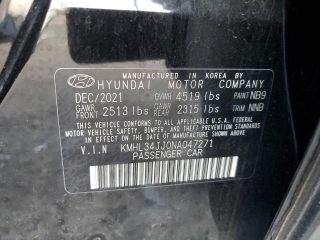 KMHL34JJ0NA047271 - 2022 HYUNDAI SONATA HYBRID BLACK photo 13