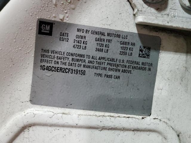 1G4GC5ER2CF319150 - 2012 BUICK LACROSSE Белый фото 13