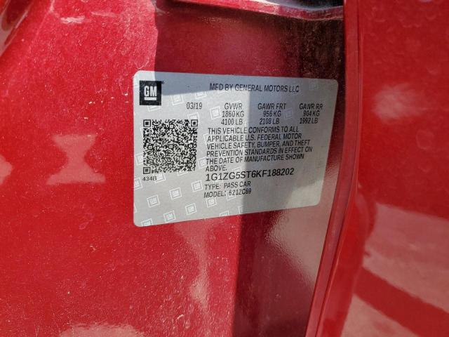 1G1ZG5ST6KF188202 - 2019 CHEVROLET MALIBU RS MAROON photo 13