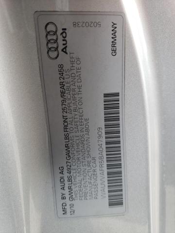 WAUVVAFR5BA047909 - 2011 AUDI S5 PRESTIGE 银色 照片 12