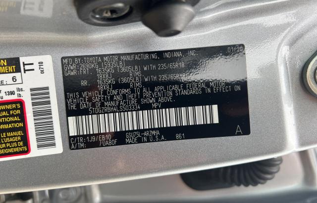 5TDGZRBH4LS503334 - 2020 TOYOTA HIGHLANDER XLE Gümüş foto 10