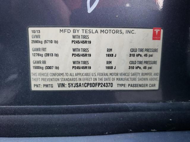 5YJSA1CP8DFP24370 - 2013 TESLA MODEL S GRAY photo 12