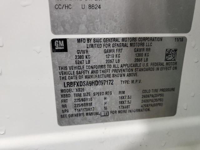 LRBFXDSA9HD097172 - 2017 BUICK ENVISION ESSENCE Ağ foto 14