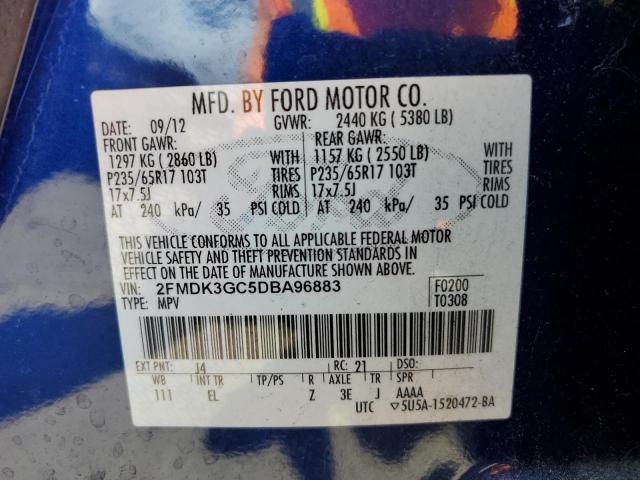 2FMDK3GC5DBA96883 - 2013 FORD EDGE SE BLUE photo 14