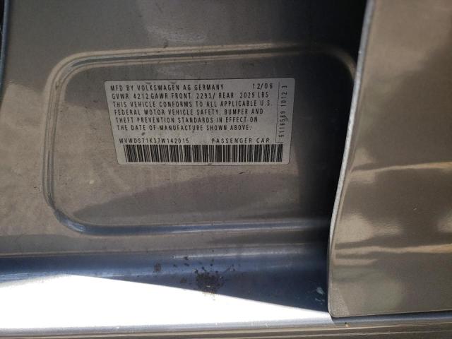 WVWDS71K37W142015 - 2007 VOLKSWAGEN RABBIT GRAY photo 12