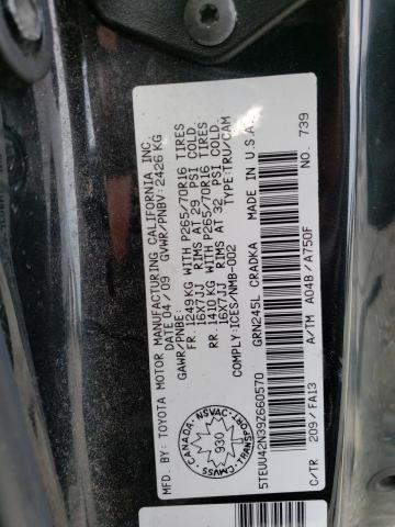 5TEUU42N39Z660570 - 2009 TOYOTA TACOMA ACCESS CAB შავი ფოტო 12