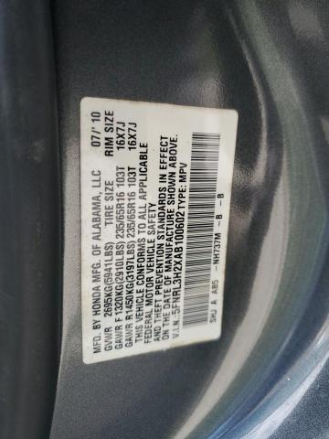 5FNRL3H2XAB100602 - 2010 HONDA ODYSSEY LX GRAY photo 14