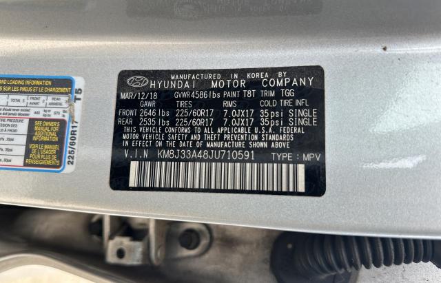 KM8J33A48JU710591 - 2018 HYUNDAI TUCSON SEL SILVER photo 10