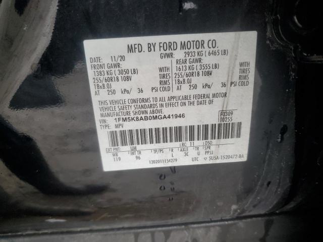 1FM5K8AB0MGA41946 - 2021 FORD EXPLORER POLICE INTERCEPTOR 黑色 照片 14