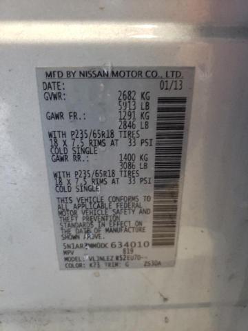 5N1AR2MM0DC634010 - 2013 NISSAN PATHFINDER S SILVER photo 14