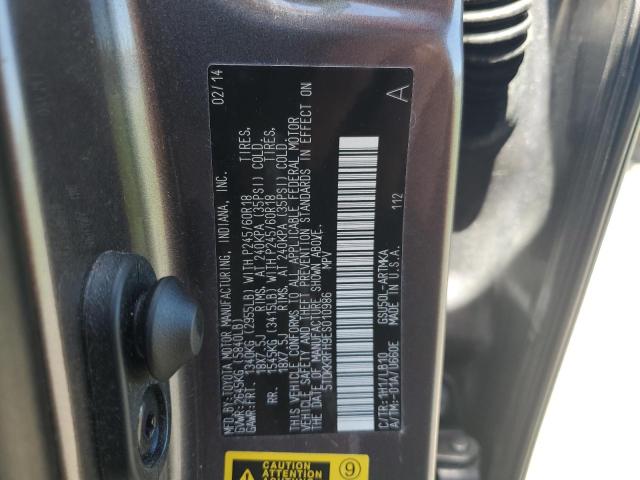 5TDKKRFH9ES010986 - 2014 TOYOTA HIGHLANDER XLE Boz foto 13