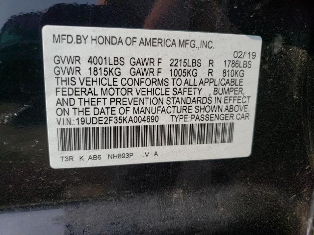 19UDE2F35KA004690 - 2019 ACURA ILX Qara foto 12