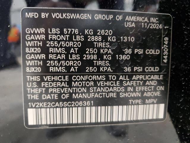 1V2KE2CA5SC206361 - 2025 VOLKSWAGEN ATLAS CROS SE BLACK photo 13
