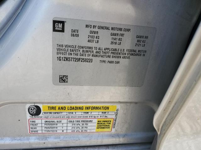 1G1ZK57729F258220 - 2009 CHEVROLET MALIBU LTZ ვერცხლისფერი ფოტო 12